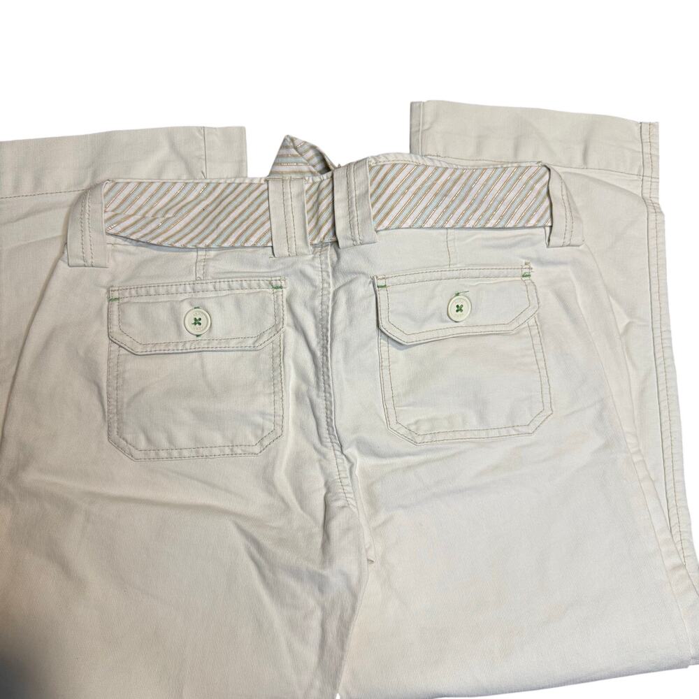 Aeropostale Khaki Belted Twill Pants, Y2K Butterfly Green Embroidery, Size 32 - Picture 3 of 7